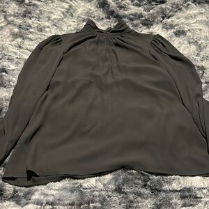 Express, size small, high neck, long sleeve, black blouse. Eye hook closure.